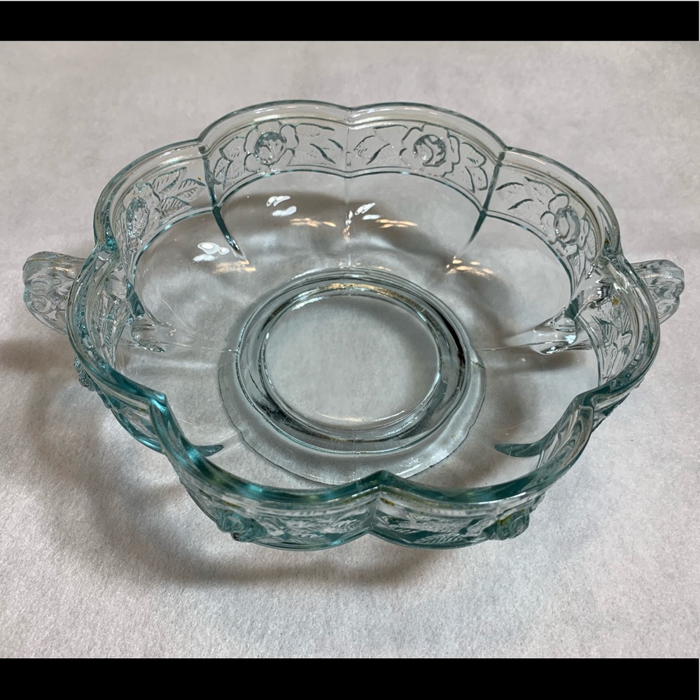 Glass Jeannette Aztec Rose Amberina Candy Bowl